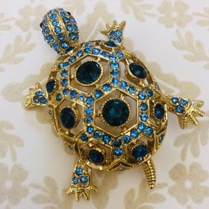 Crystal Turtle Brooch